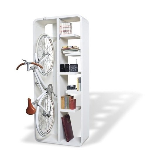 bike bookcase via apartment therapy