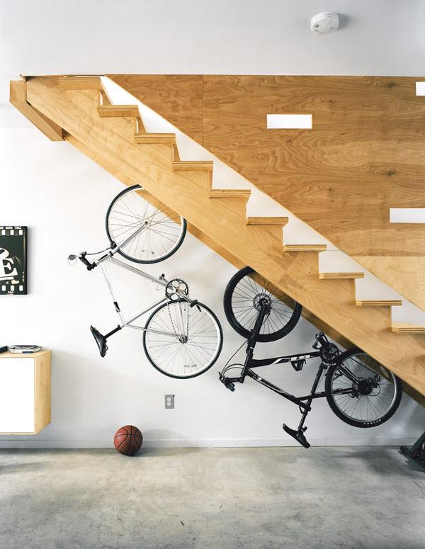 bikes-under-the-stairs via Remodelista